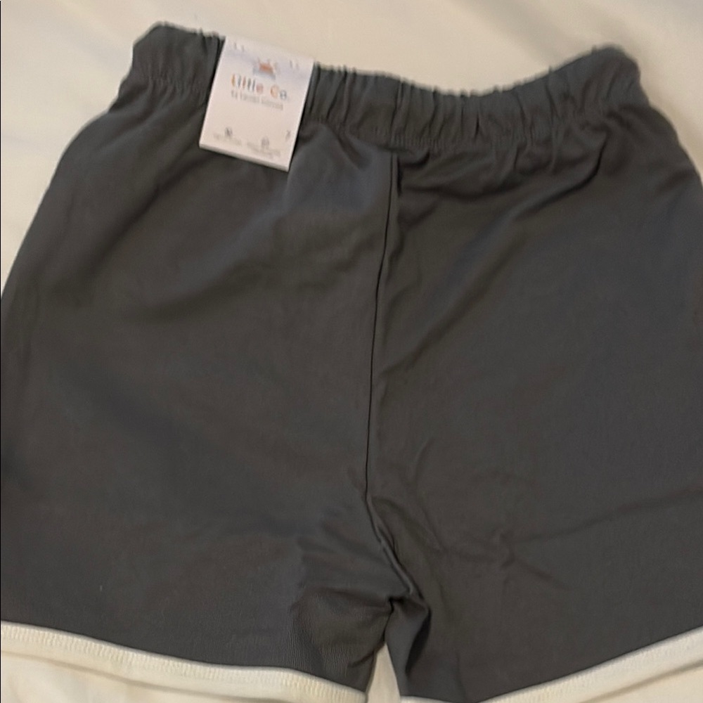 Little Co. Gray Athletic Shorts with White Trim - Picture 6 of 9